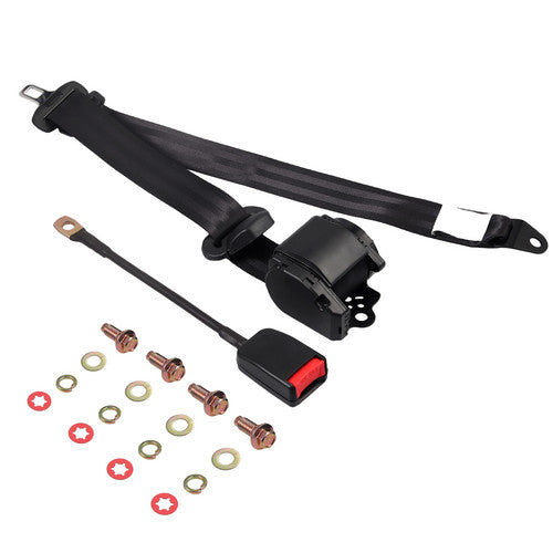Universal 3 Point Seat Belts Kit Retractable Inertia Safety Belts Strap Buckle