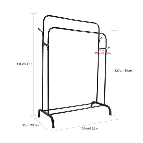 Heavy Duty Double Clothes Rail Storage Garment Shelf Hanging Display Stand Rack