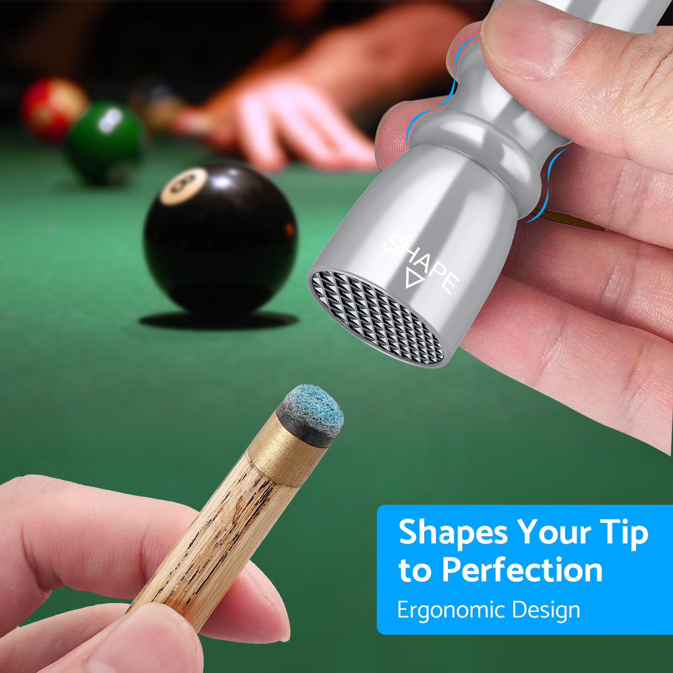 Snooker Pool Cue Tip Shaper 3 in 1 Tool - Shaper, Scuffer, Aerator