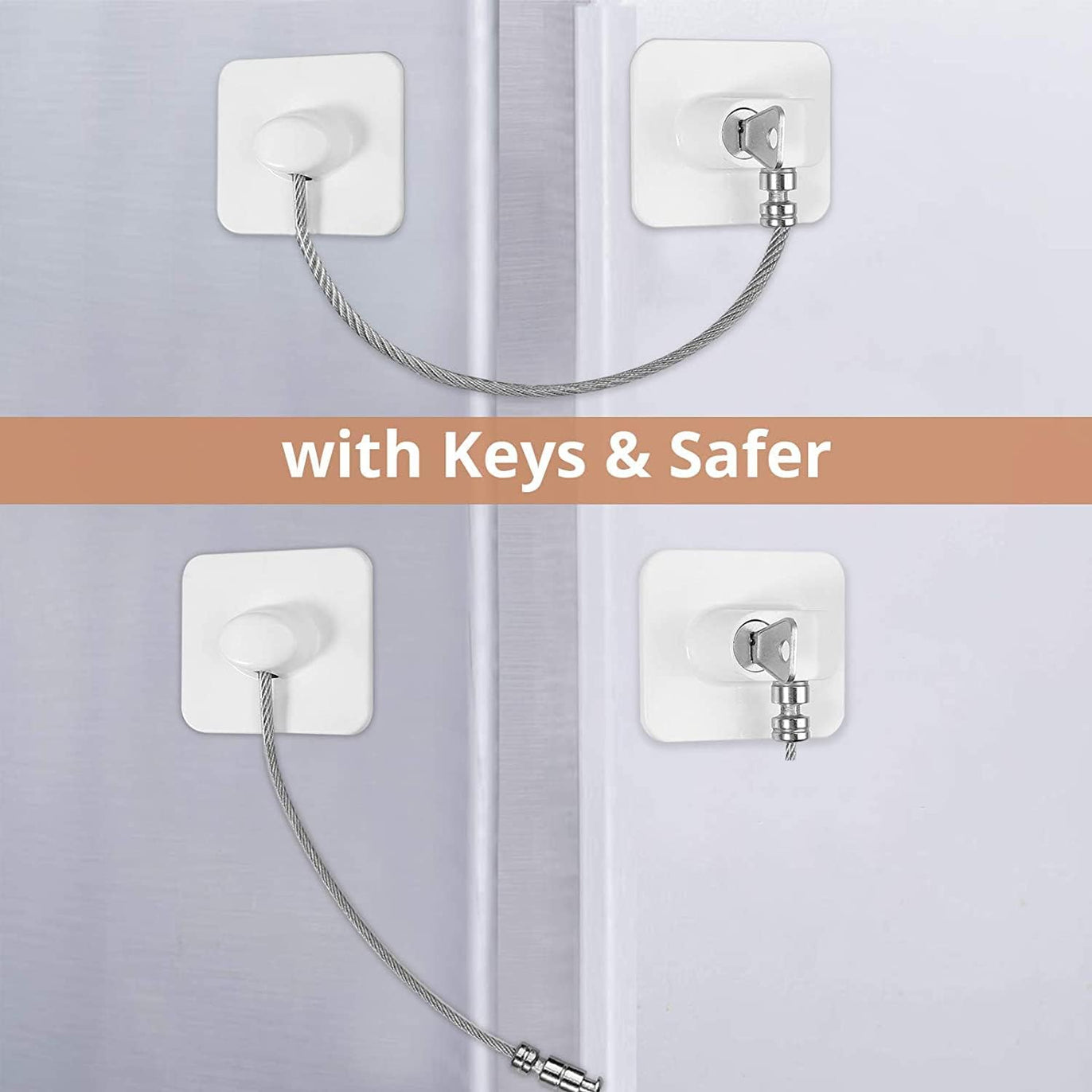 eSynic 2pcs Refrigerator Lock Fridge Lock Freezer Locks -White