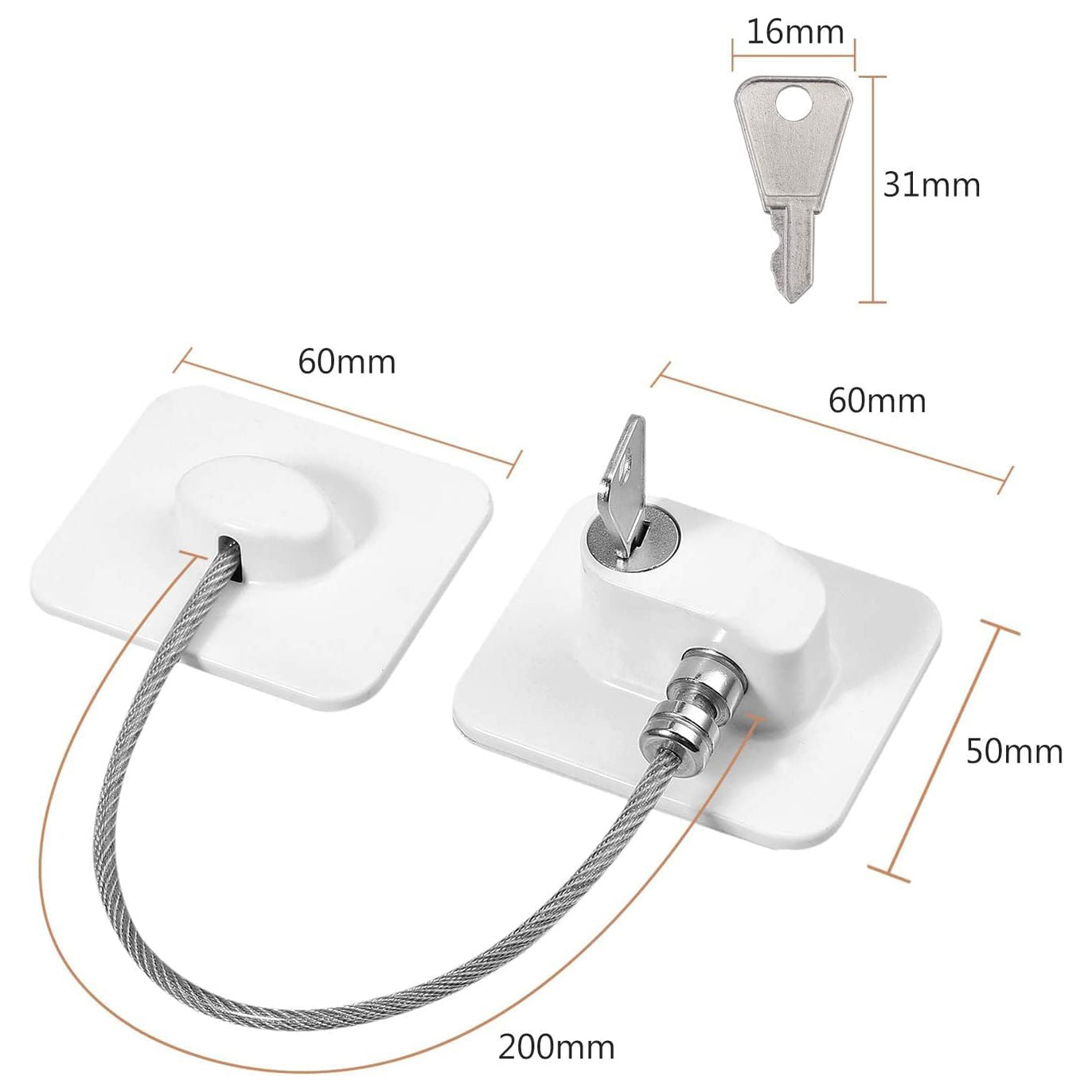 eSynic 2pcs Refrigerator Lock Fridge Lock Freezer Locks -White