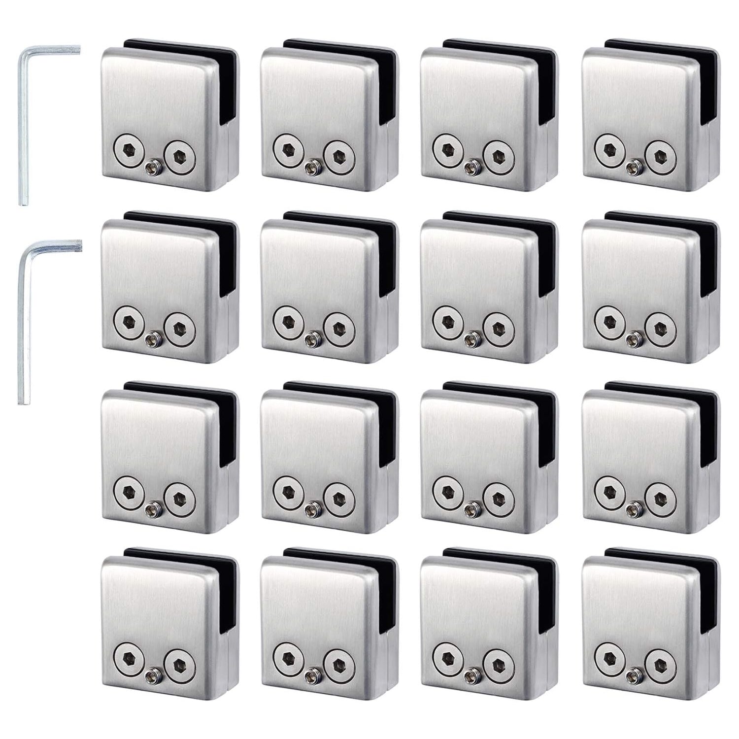 16 PCS 9-10mm Glass Mounting Brackets, Square Glass Clamps