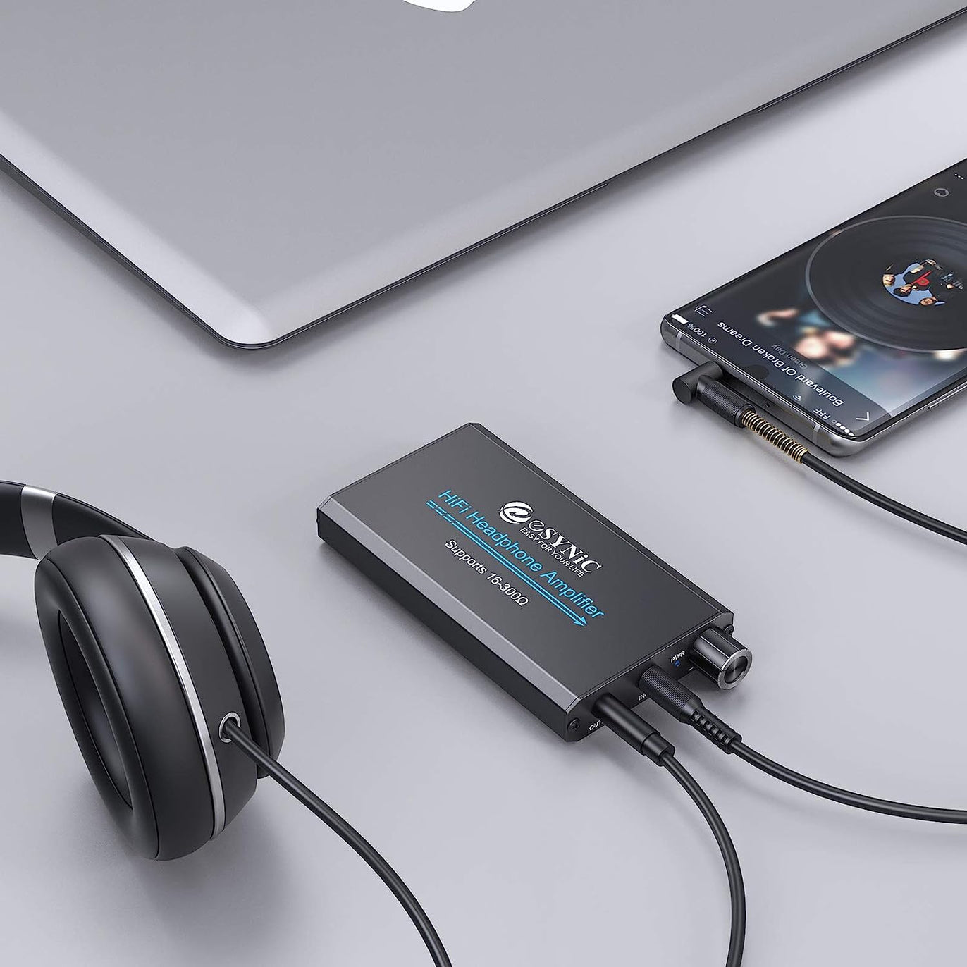 eSynic Professional 16-300Ω Headphone Amplifier,HiFi Earphone Amp 3.5mm