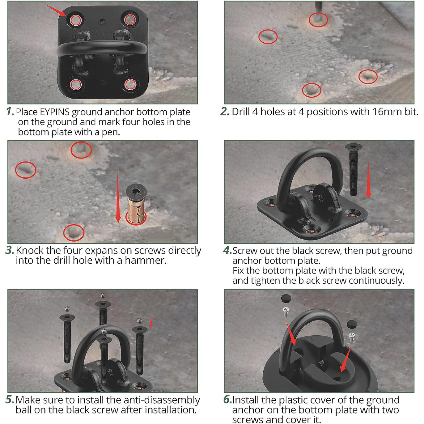 Security Ground Anchor,Heavy Duty Alloy Steel Anti-Theft Wall Anchor Lock
