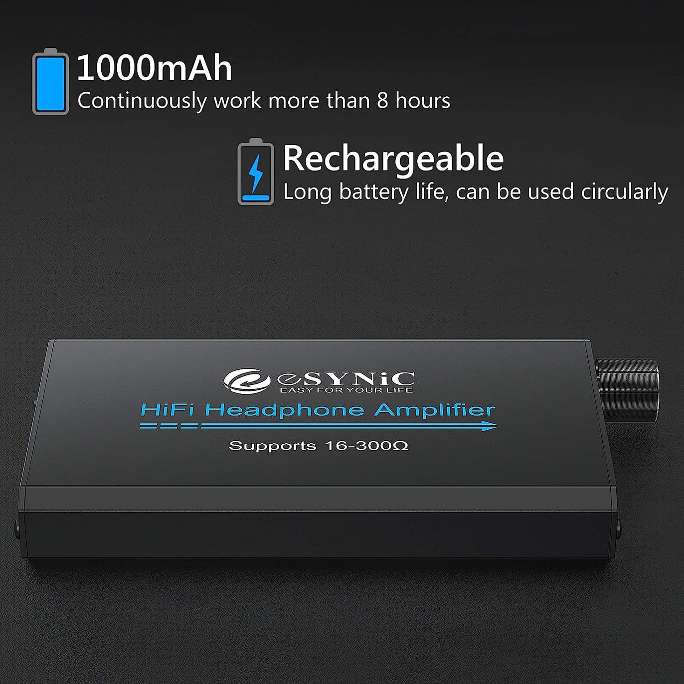 eSynic Professional 16-300Ω Headphone Amplifier,HiFi Earphone Amp 3.5mm