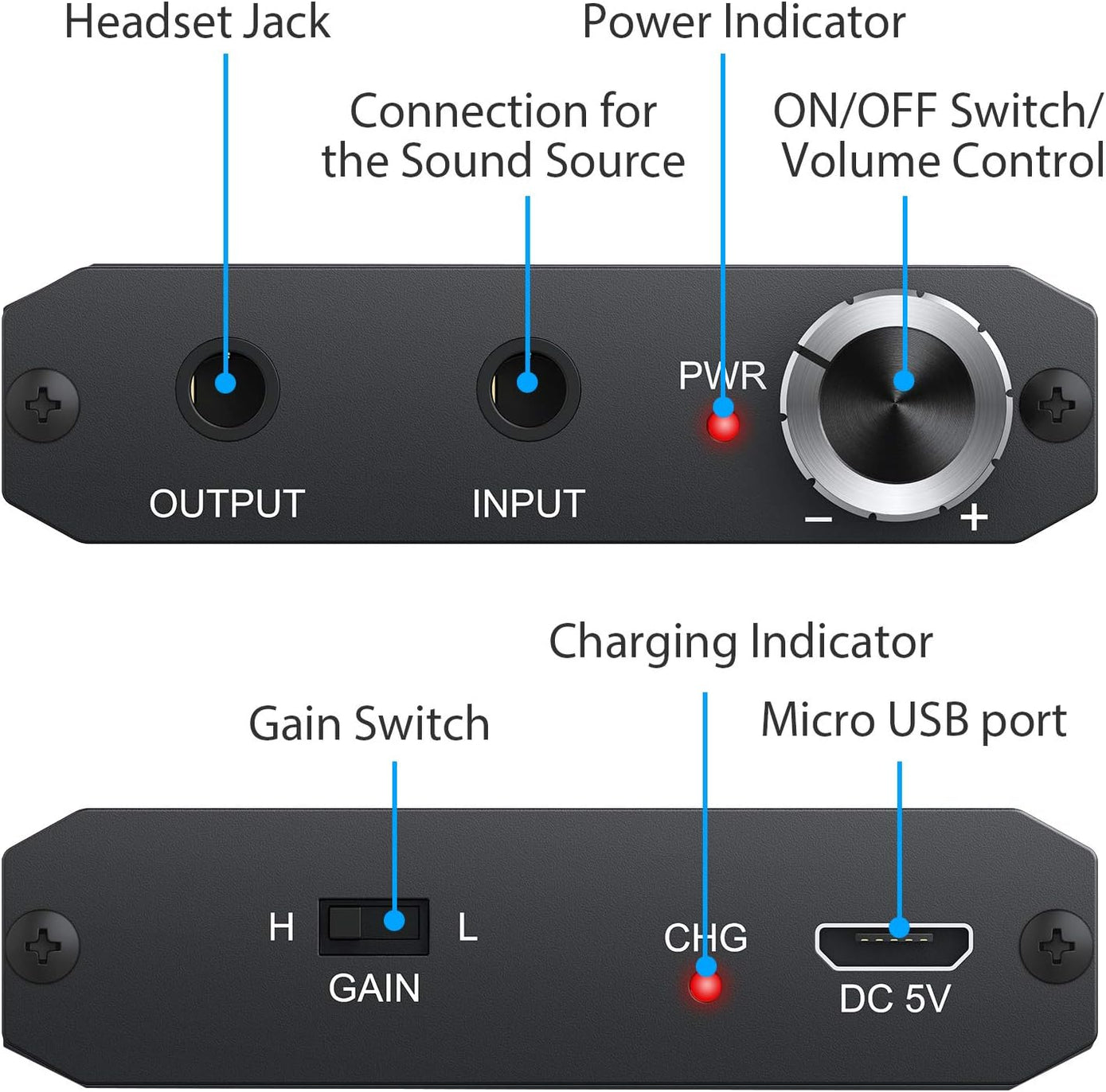 eSynic Professional 16-300Ω Headphone Amplifier,HiFi Earphone Amp 3.5mm