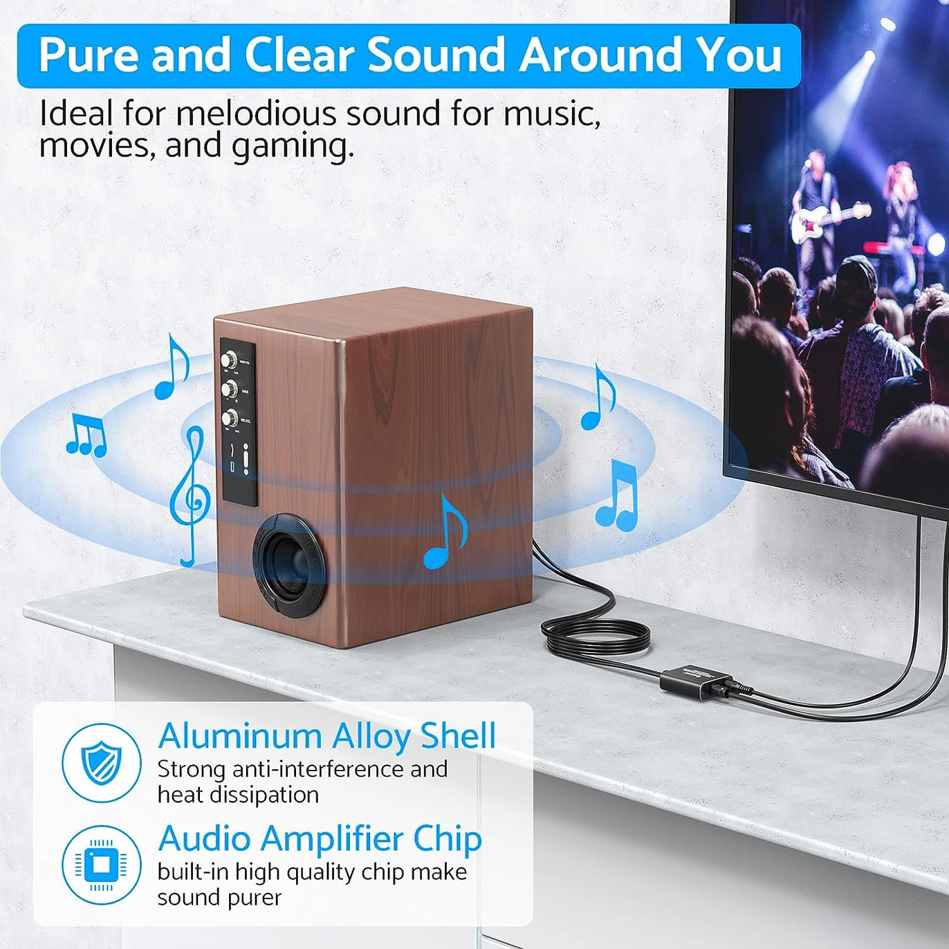 eSynic Premium 192 KHZ Digital to Analog Audio Converter Portable Optical to RCA Adapter