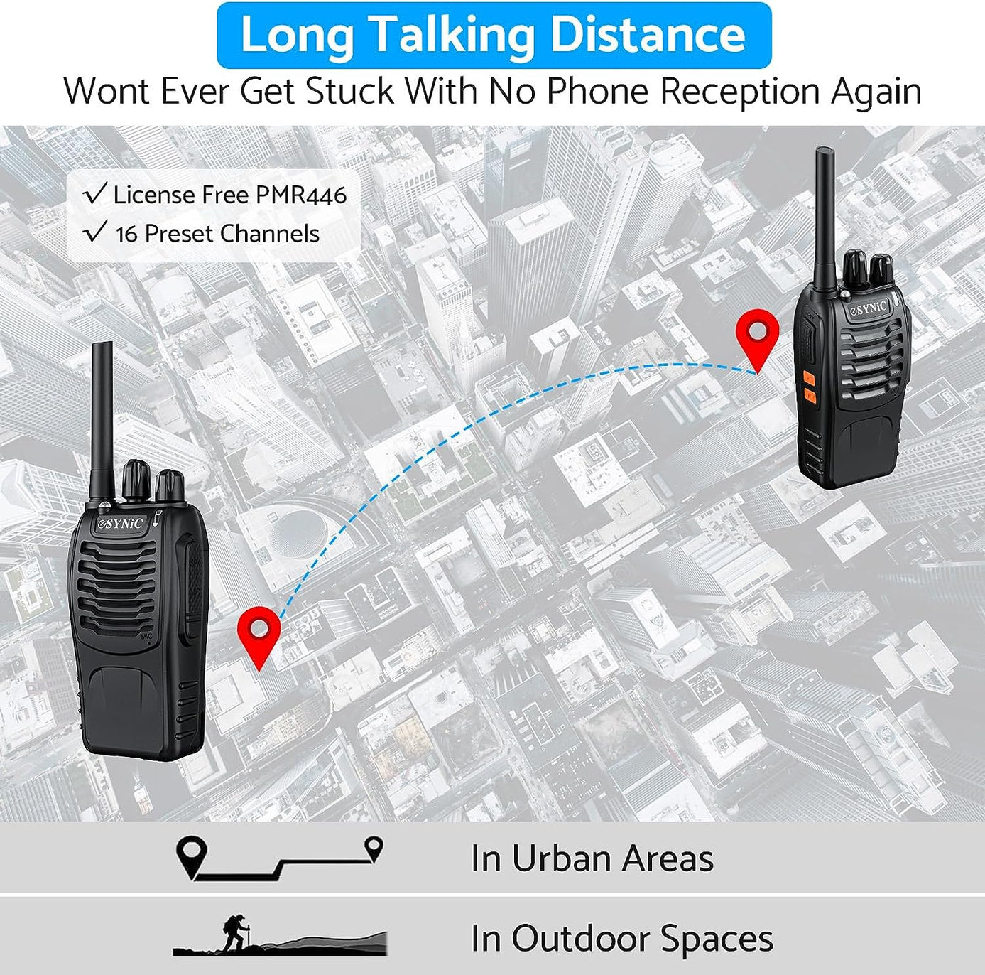 eSynic 6Pcs Professional Walkie Talkies 2 Way Radio Walkie Talkies Rechargeable