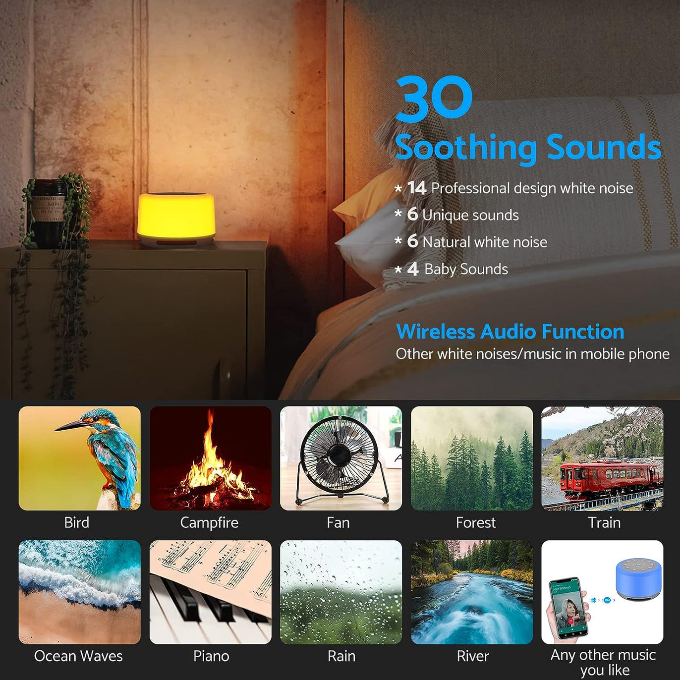 eSynic Rechargeable White Noise Machine Baby Portable White Noise Machine