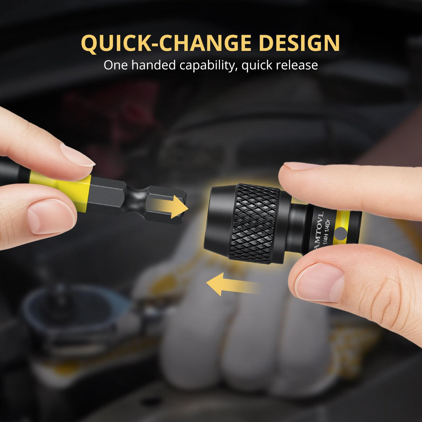 AMTOVL Impact to 1/4 Hex Converter - 1/4 INCH Drive Female to 1/4-Inch Hex Adapter for Ratchet Wrench Drivers, Impact Bit Holders, Quick-Change Chuck