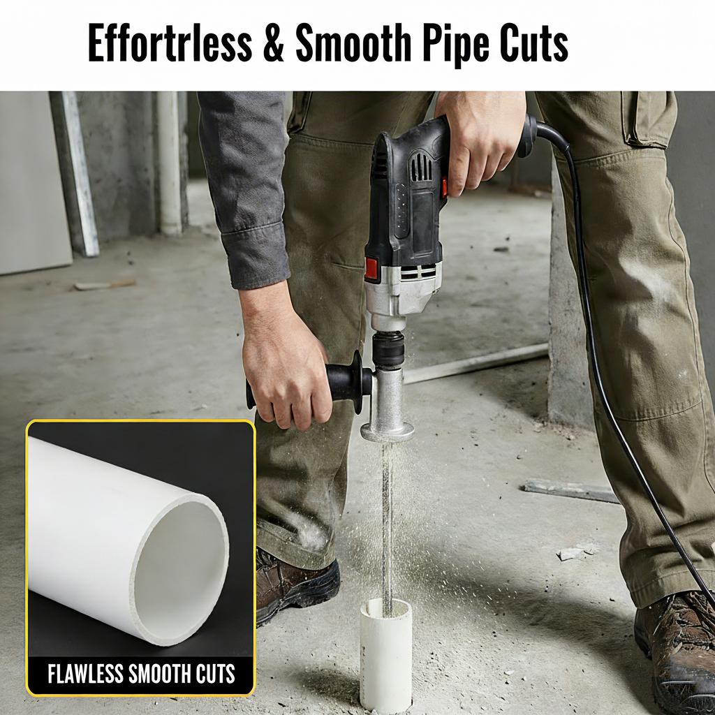 esynic PVC Pipe Inside Cutter with Diamond Grit Cutting Wheel & 7 Inch Adjustable Depth 1/4 Inch Hex Shank Compatible with Impact Drivers and Drills
