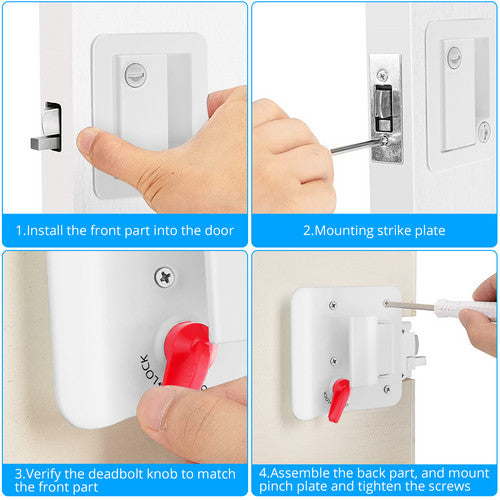 White RV Paddle Entry Door Lock Latch Handle Knob Deadbolt NEW Camper Trailer