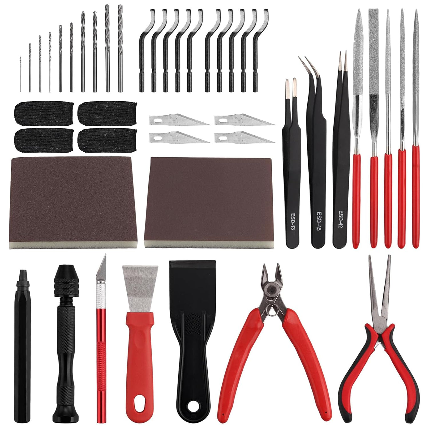 KAMTOP 46 PCS 3D Printer Tool Kit for Beginners, All-in-One 3D Printing Accessories for Support Removal, Deburring, Drilling, Scraping & Sanding, Starter Post-Processing Tools for FDM/SLA Prints
