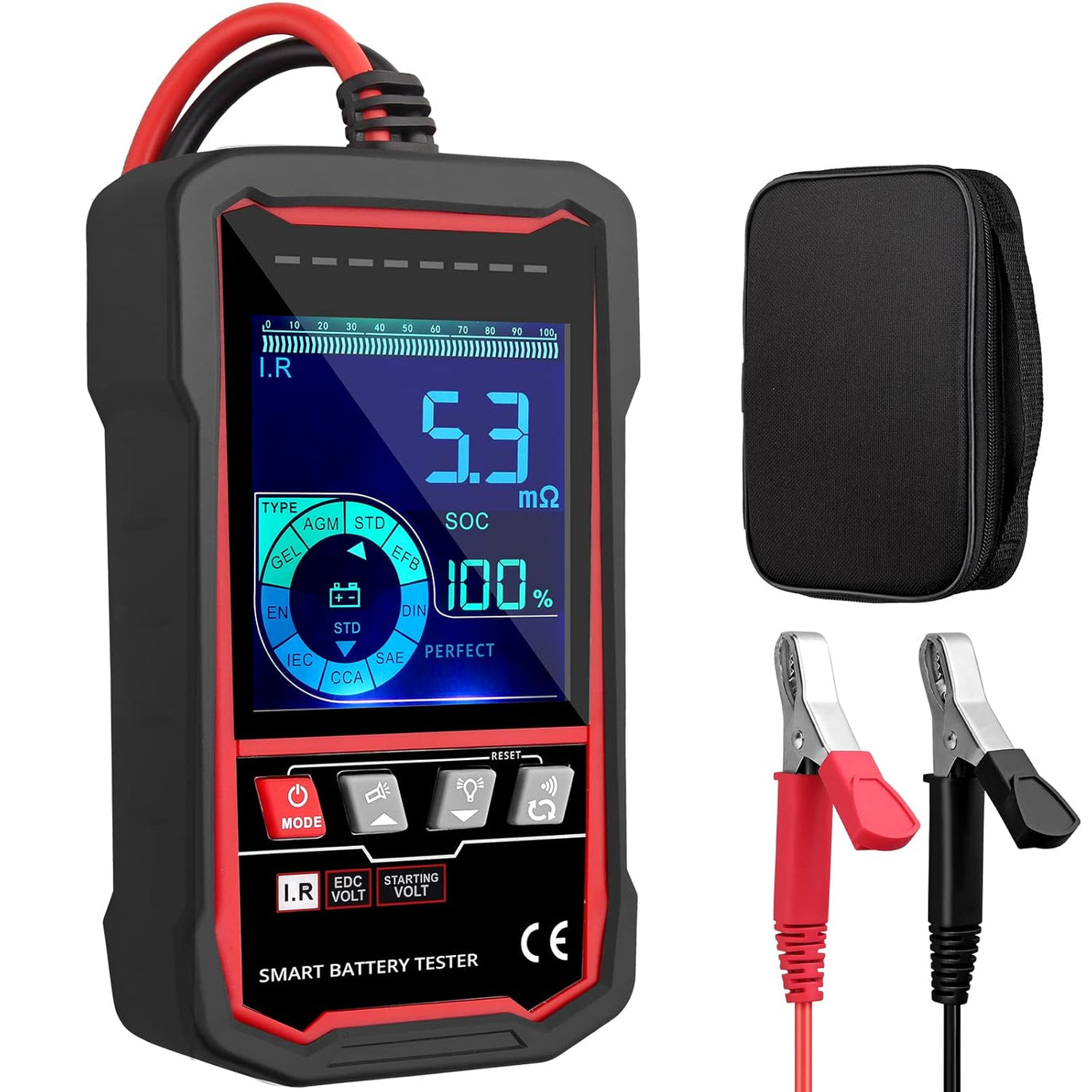Neoteck 24V 12V Car Battery Tester with 1.97ft Cable, 100-2000 CCA Load Tester Automotive Alternator Tester Auto Battery Analyzer, Battery Capacity Tester for Cars Trucks Ship SUV RV