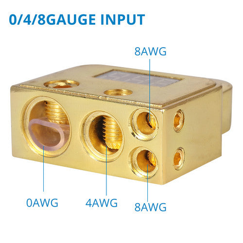eSynic Digital Car Battery Terminal Connectors LED Voltmeter 0/4/8/10 Gauge Power Post