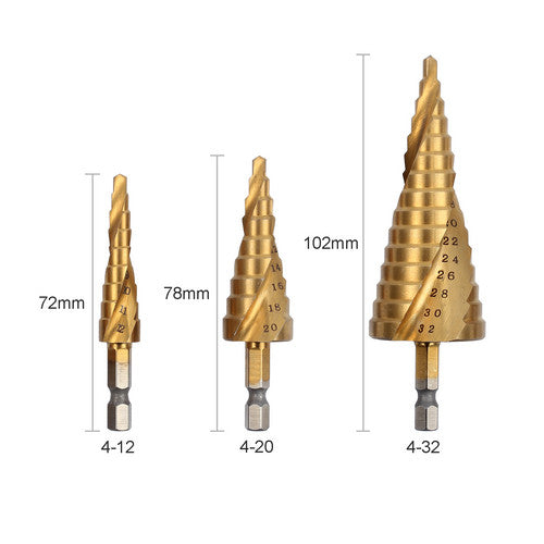 HSS Stufenbohrer Set Schälbohrer 4-32mm + 6tlg 90° Kegelsenker Satz 6,3-20,5 mm
