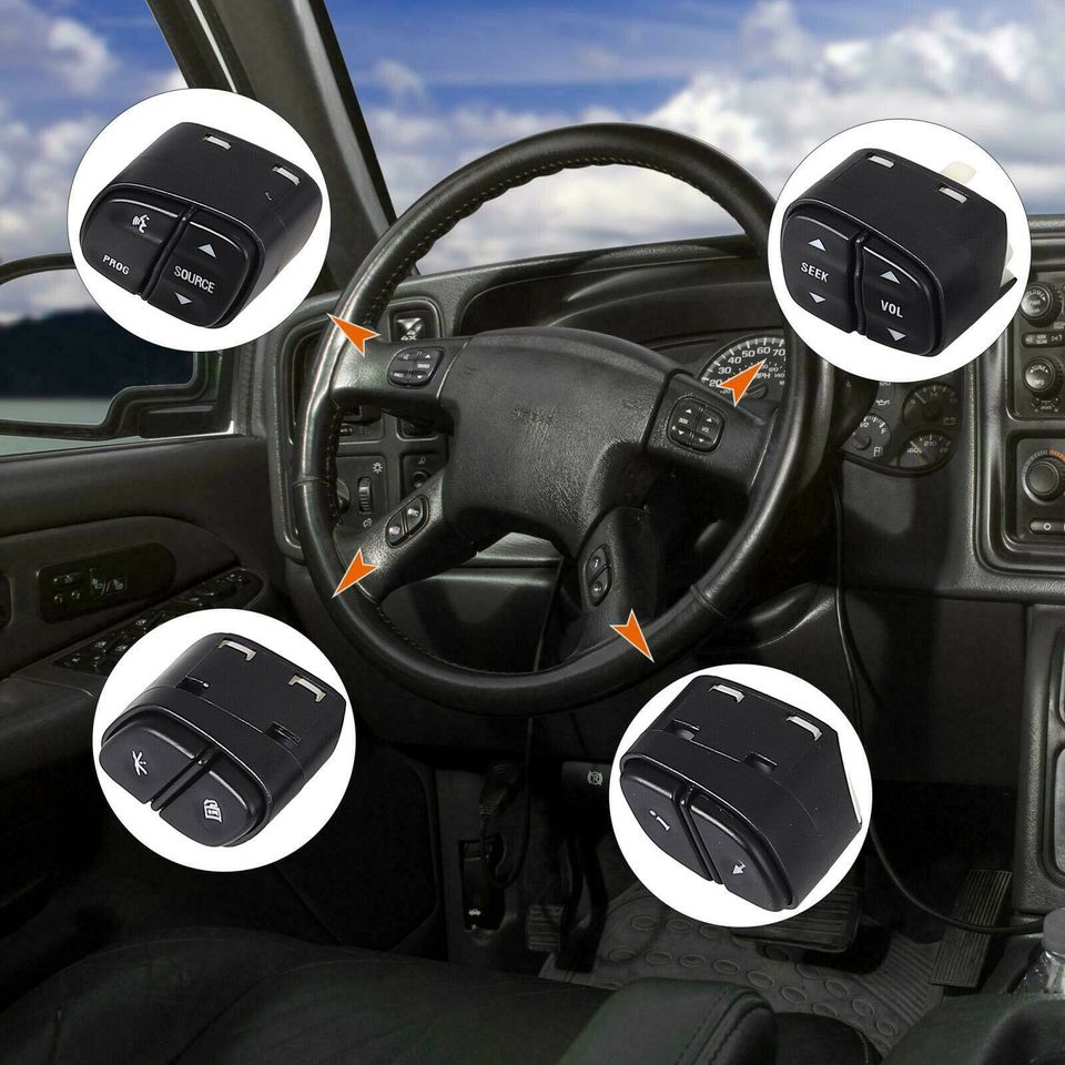 eSynic Steering Wheel Radio Volume Control Switch Button Set For Silverado GMC Yukon