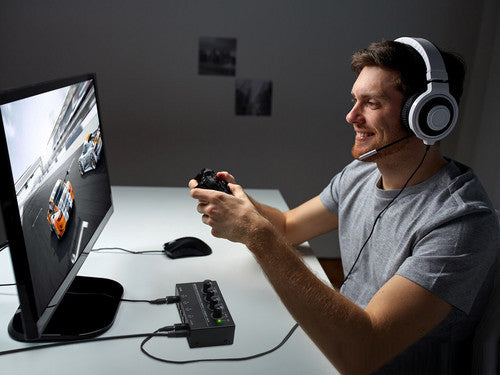 HA400 4-Channel Headphone Amplifier Audio Stereo Amp 6.35mm TRS Adapter Portable