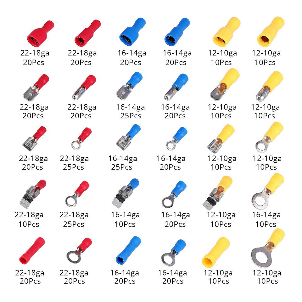 eSynic 500Pc Insulated Electrical Wire Connector Terminal Assorted Set + Crimping Plier