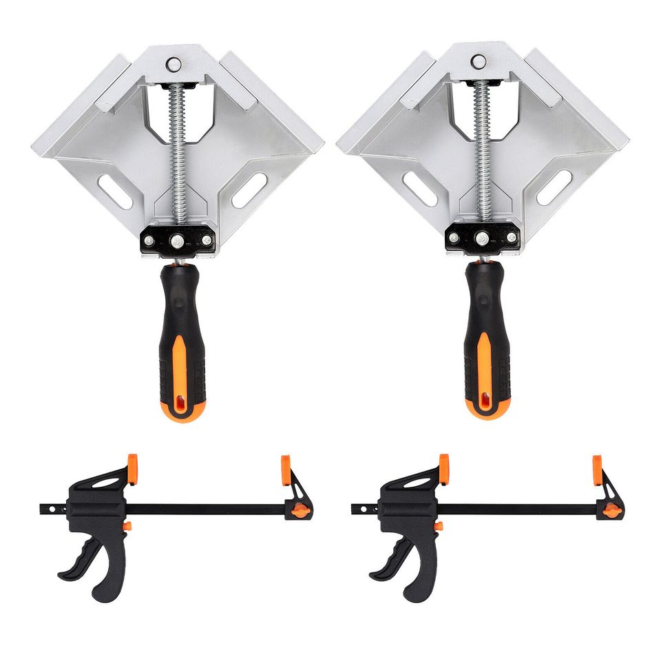 eSynic 2X 90 Degree Right Angle Corner Clamp Woodworking w/ 4'' Bar Quick Grip F Clamps US