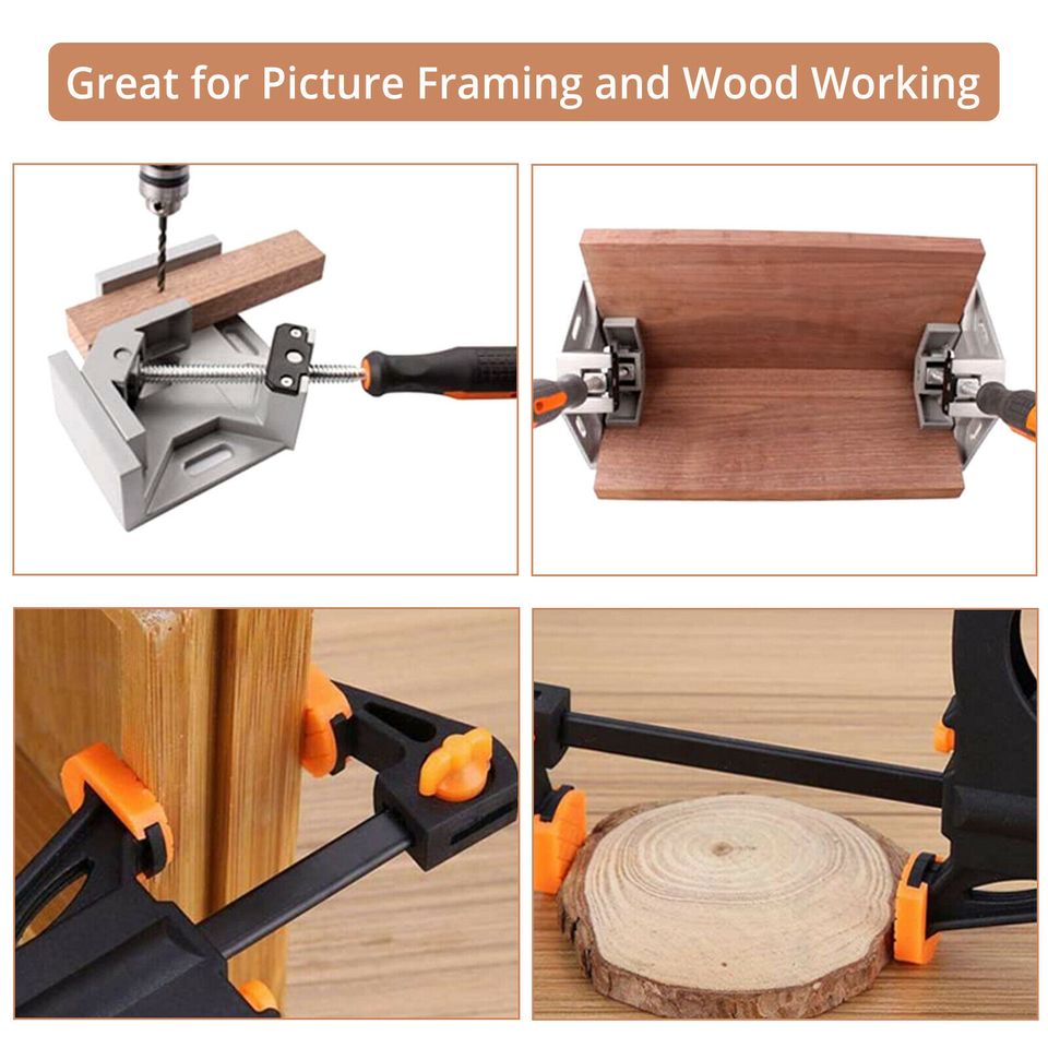 eSynic 2X 90 Degree Right Angle Corner Clamp Woodworking w/ 4'' Bar Quick Grip F Clamps US