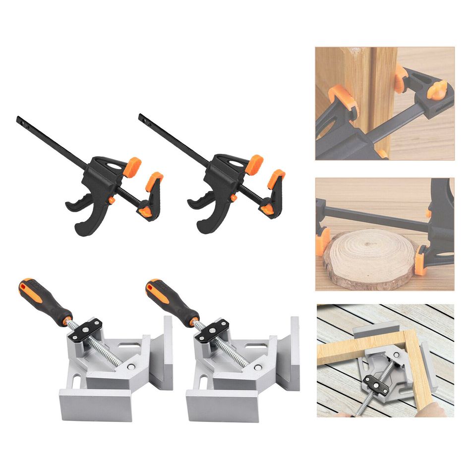 eSynic 2X 90 Degree Right Angle Corner Clamp Woodworking w/ 4'' Bar Quick Grip F Clamps US