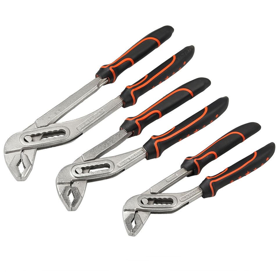 eSynic 3Pcs Water Pump Pliers Set 7 & 10 & 16 inch Channel Lock Pliers Quick Adjustment US