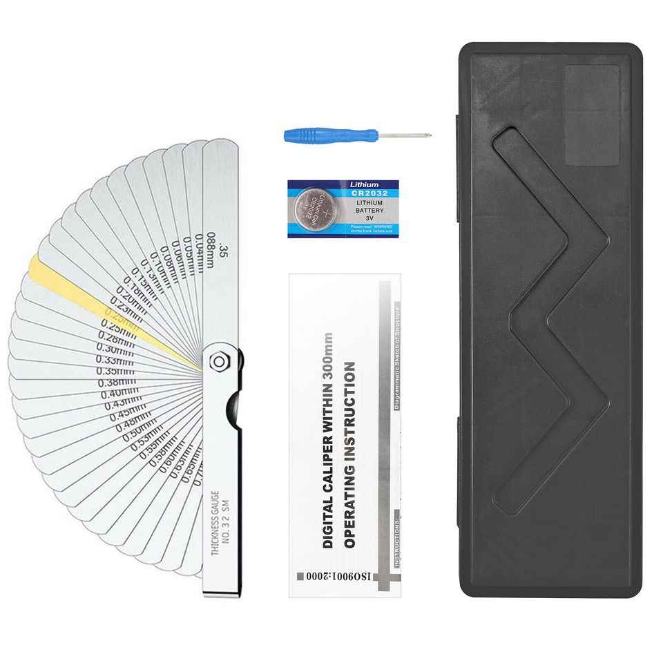 eSynic 8 in Stainless Steel Digital Vernier Caliper Waterproof Micrometer Feeler Gauge