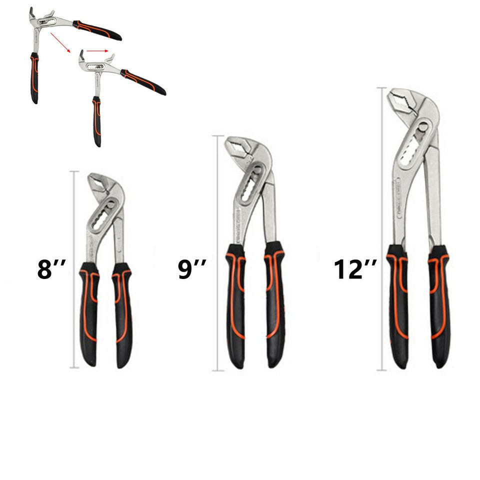 eSynic 3Pcs Water Pump Pliers Set 7 & 10 & 16 inch Channel Lock Pliers Quick Adjustment AU