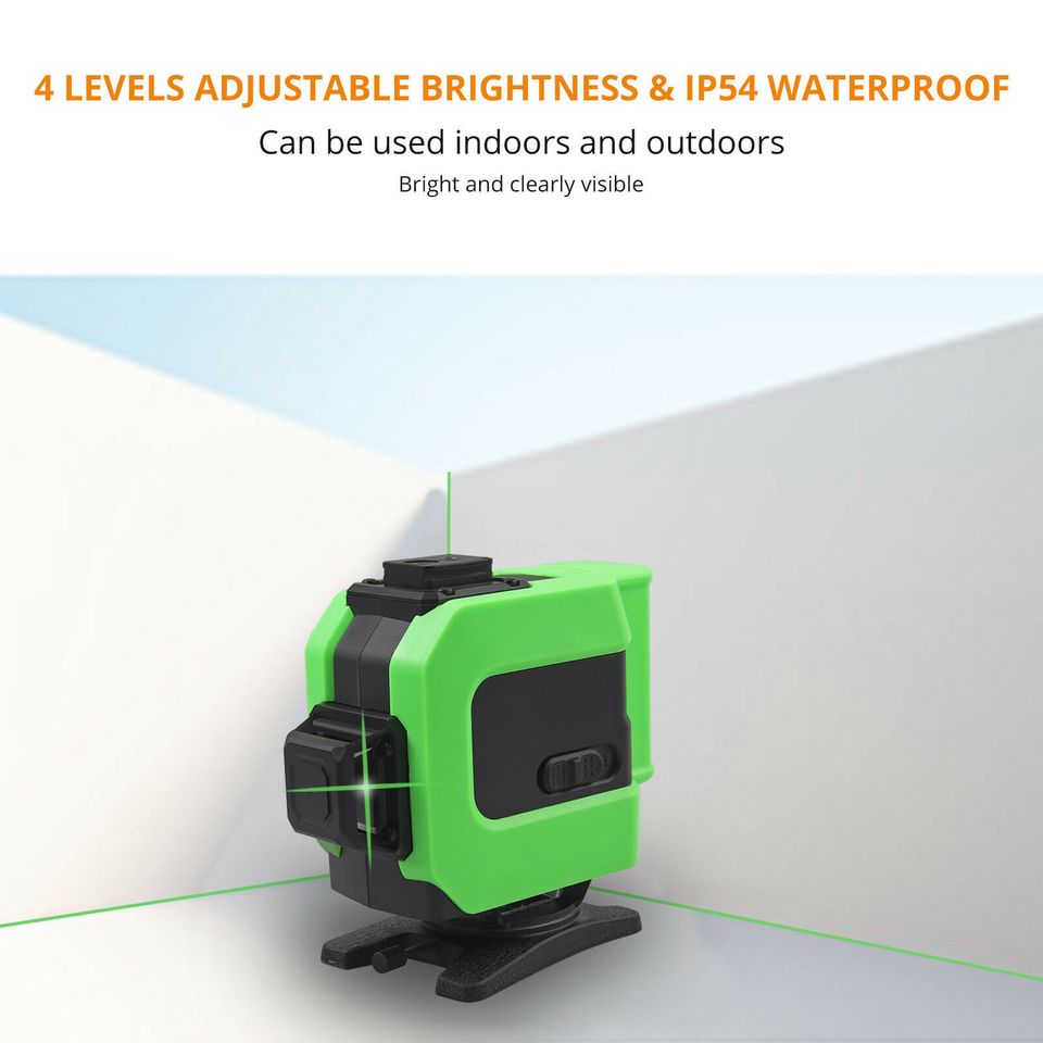 eSYNiC 3D 12 Line Green Laser Level Auto Self Leveling 360° Rotary Cross Measure w/ Box US