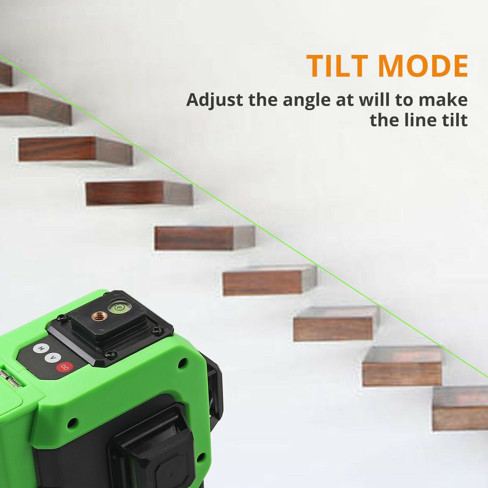 eSYNiC 3D 12 Line Green Laser Level Auto Self Leveling 360° Rotary Cross Measure w/ Box US