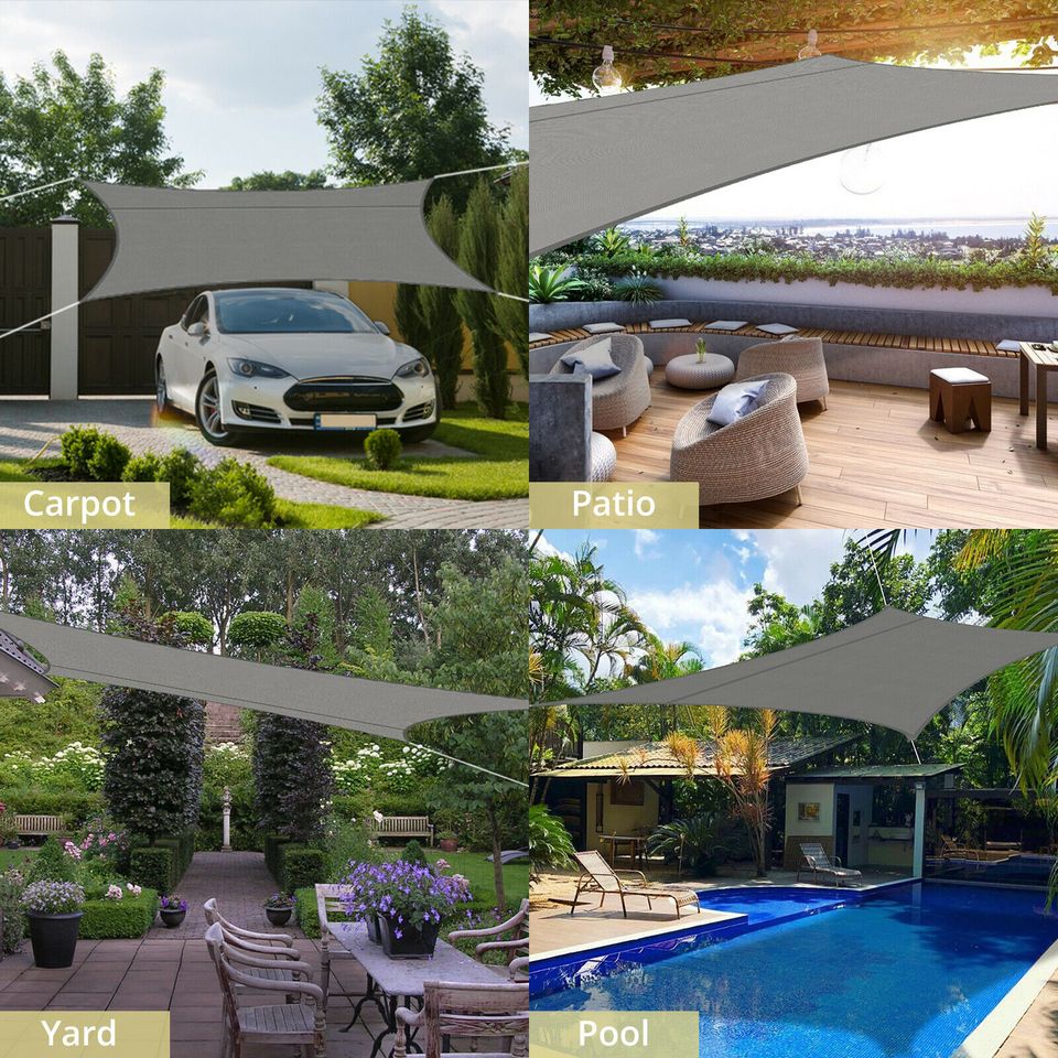 eSynic Sun Shade Sail Canopy Rectangle Sand Uv Block Sunshade For Backyard Deck Outdoor DE