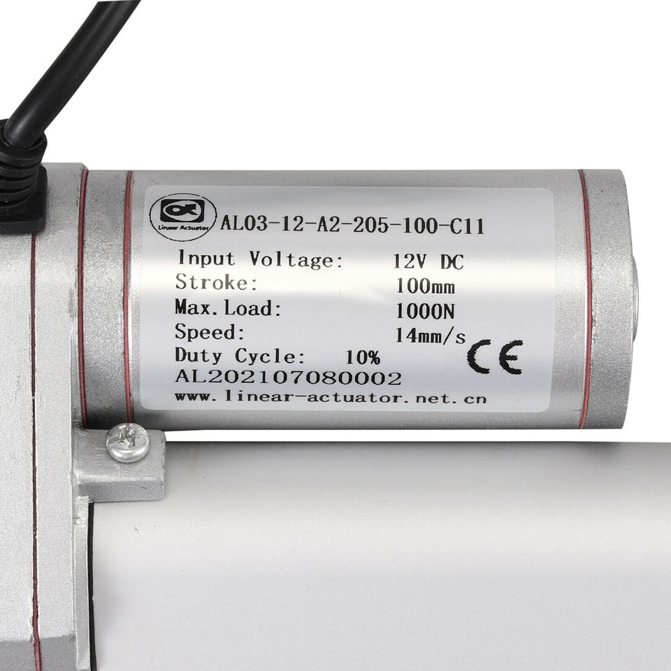 eSynic 4 in Stroke Linear Actuator 1000N Pound Max Lift 12V Volt DC Motor For Auto Car