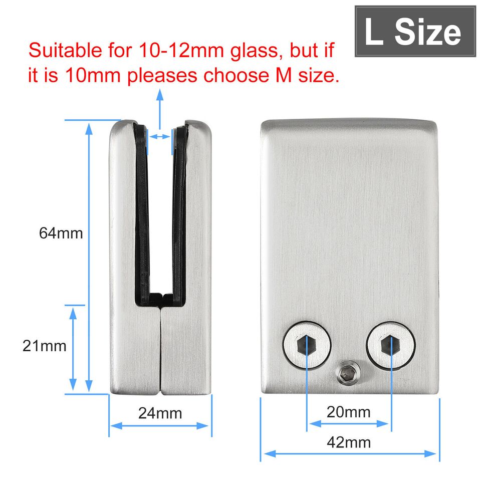 eSynic 8pcs Stainless Steel Glass Clip Clamp Bracket Holder 24 mm For 10-12mm Thick Glass