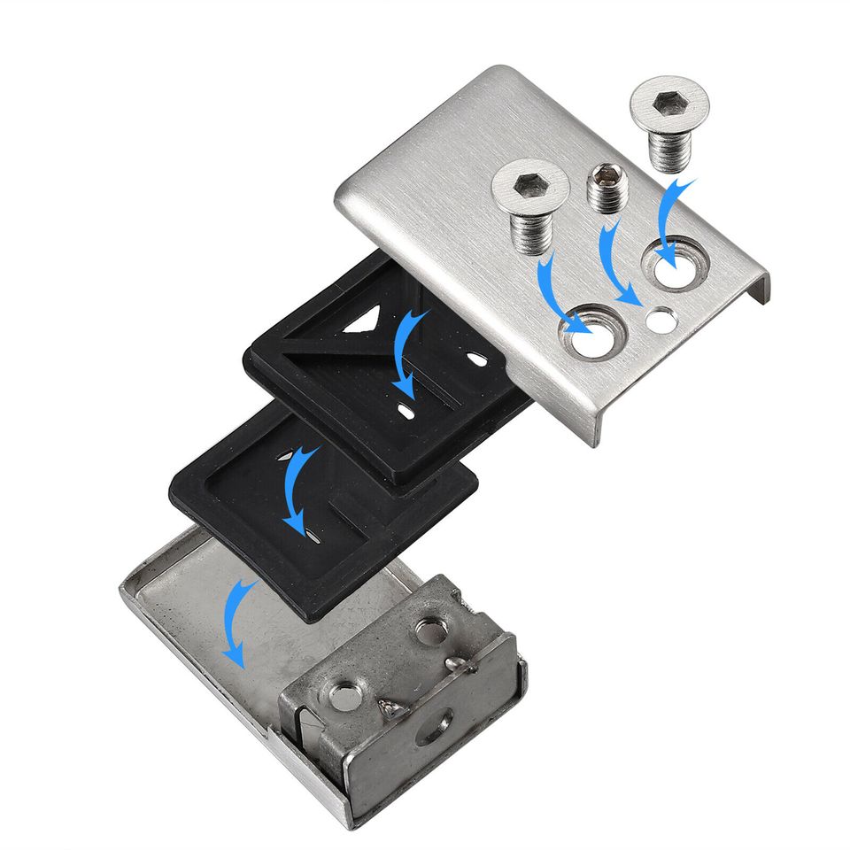 eSynic 8pcs Stainless Steel Glass Clip Clamp Bracket Holder 24 mm For 10-12mm Thick Glass