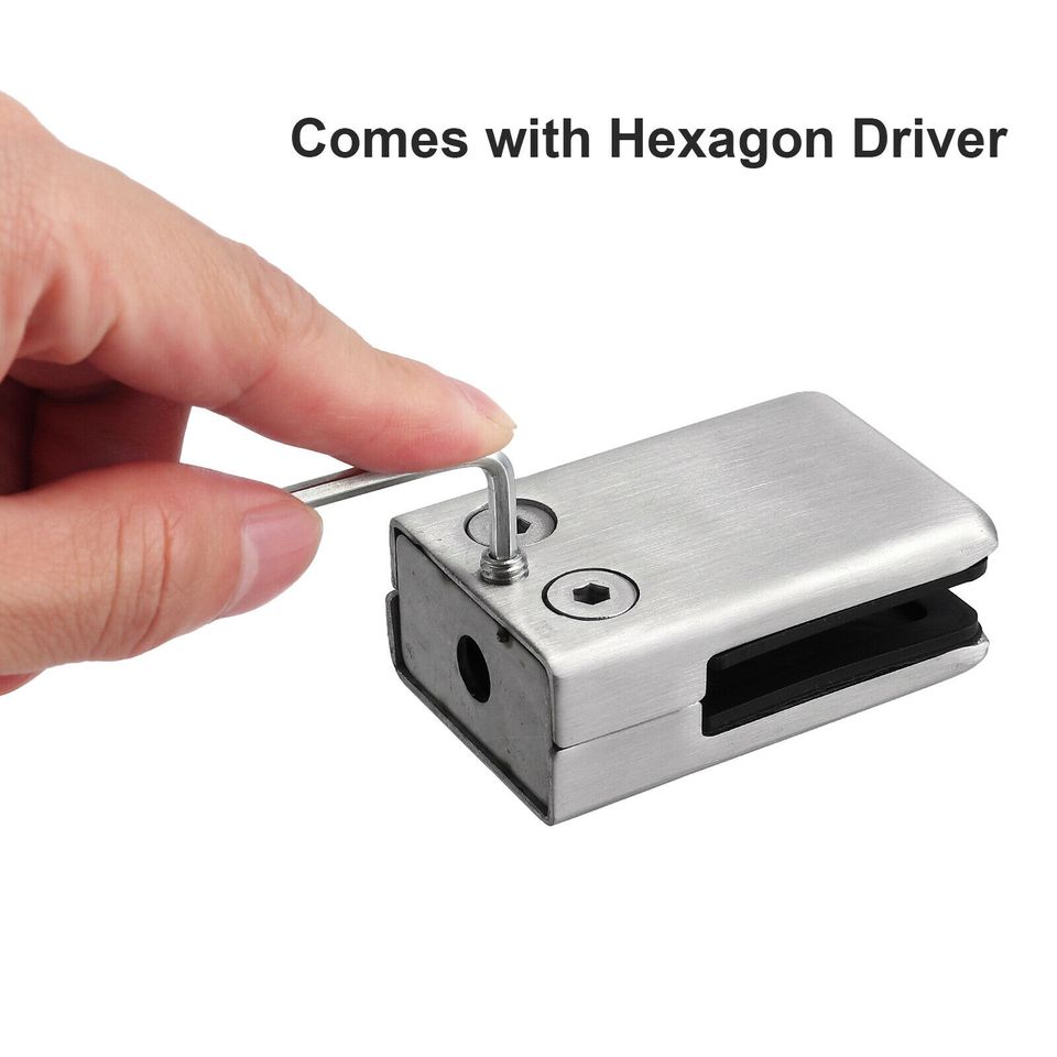 eSynic 8pcs Stainless Steel Glass Clip Clamp Bracket Holder 24 mm For 10-12mm Thick Glass