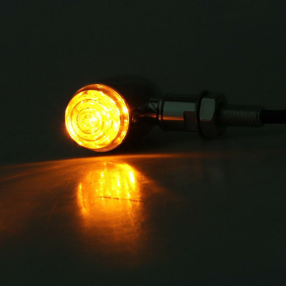 eSynic 4Pcs Amber Chrome Bullet Turn Signal Lights Indicator For Harley Motorcycle