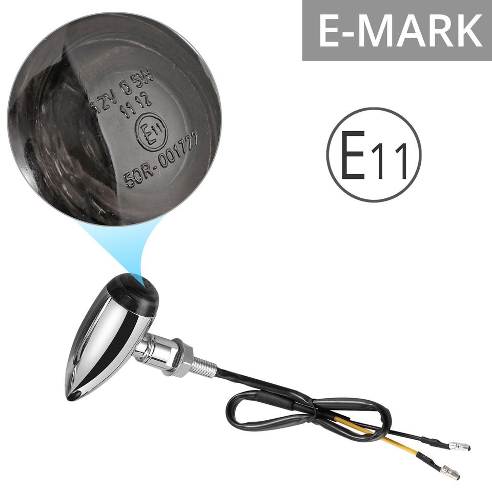 eSynic 4Pcs Amber Chrome Bullet Turn Signal Lights Indicator For Harley Motorcycle