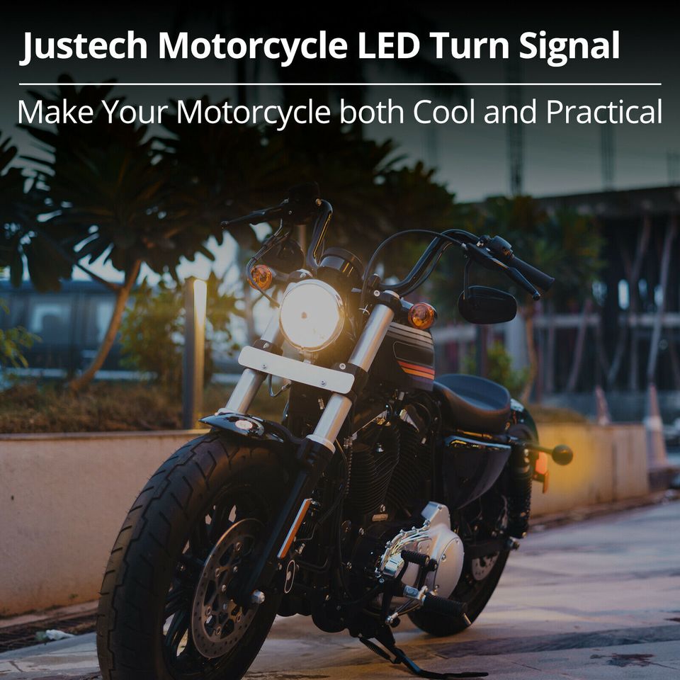 eSynic 4Pcs Amber Chrome Bullet Turn Signal Lights Indicator For Harley Motorcycle