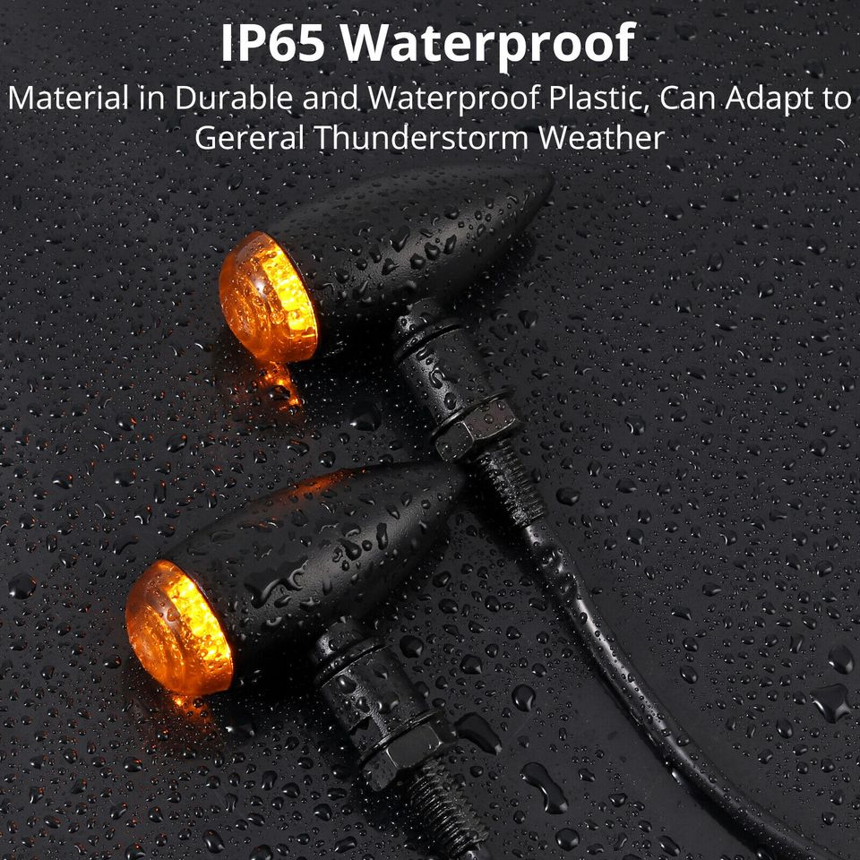 eSynic 4pcs 12V Motorcycle Turn Signals Bullet Blinker Indicator Light Amber Bulb Lamps