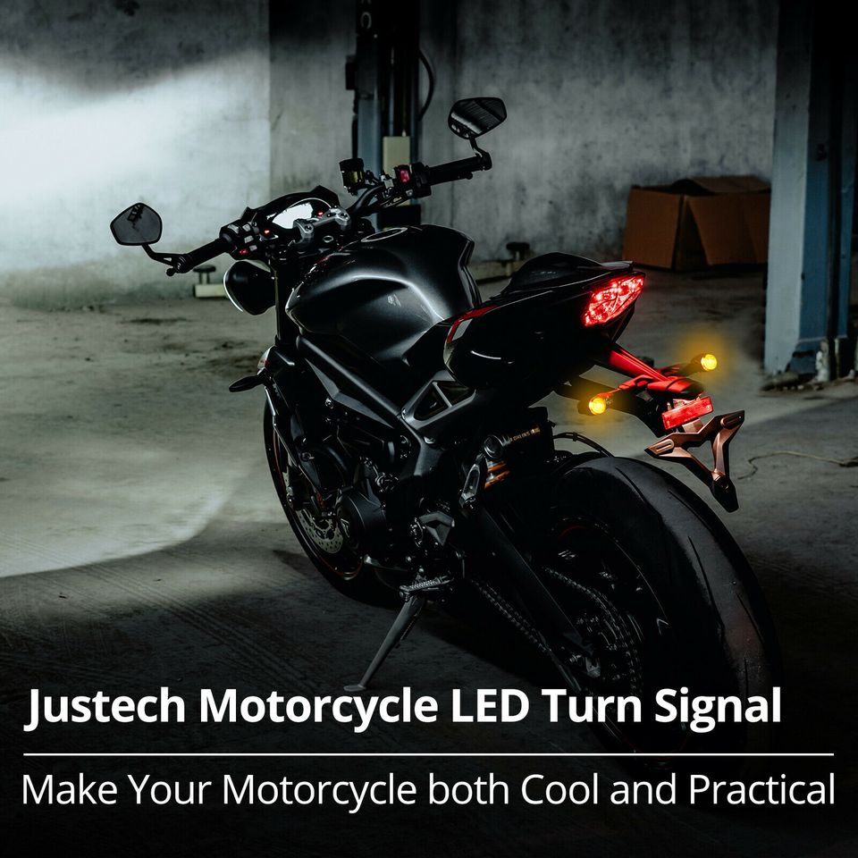 eSynic 4pcs 12V Motorcycle Turn Signals Bullet Blinker Indicator Light Amber Bulb Lamps