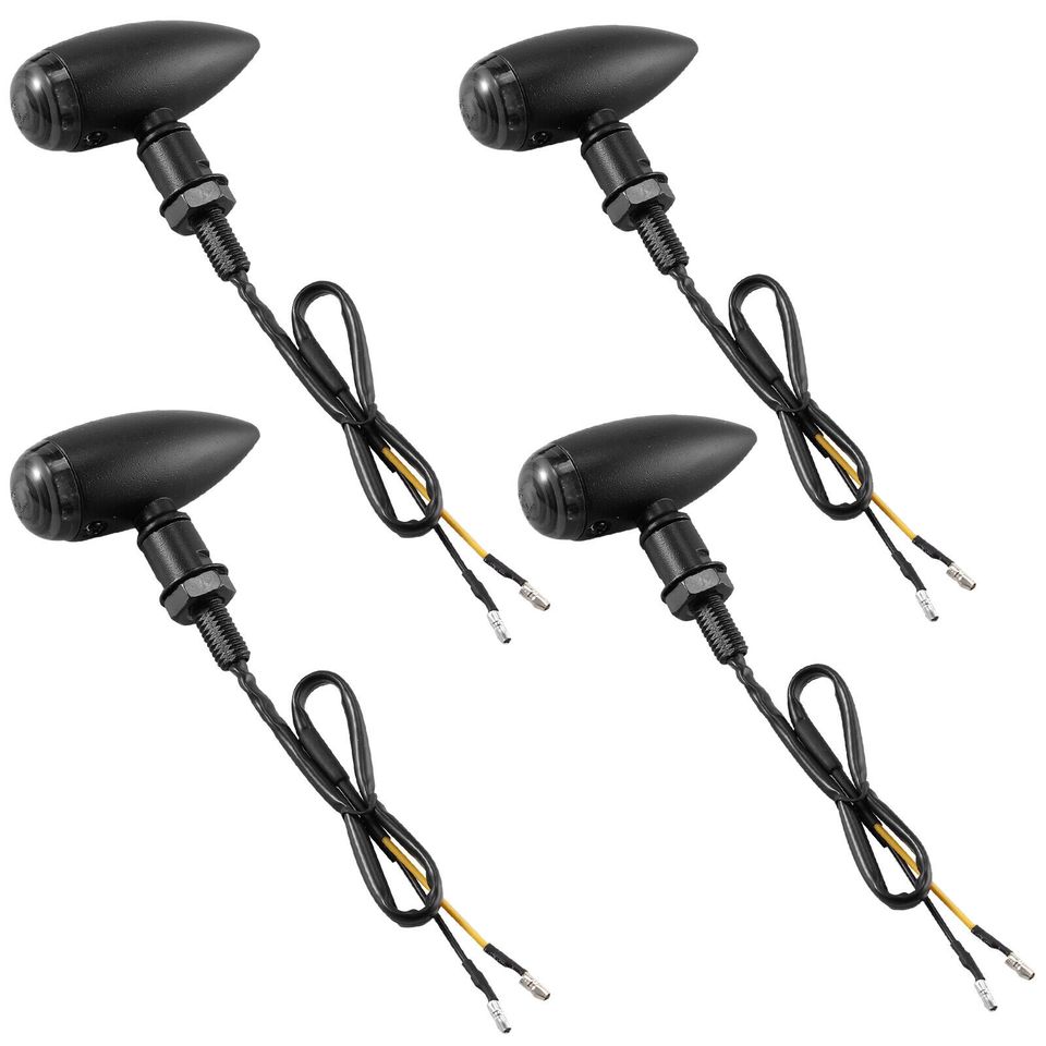 eSynic 4pcs 12V Motorcycle Turn Signals Bullet Blinker Indicator Light Amber Bulb Lamps