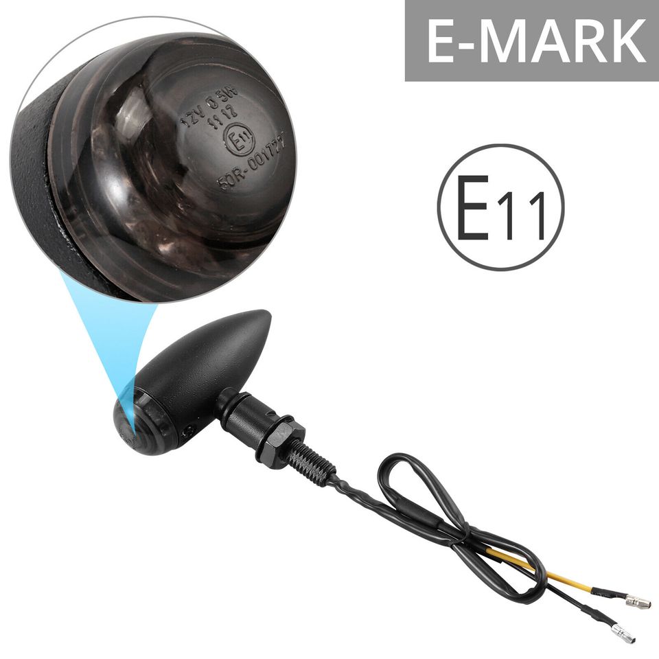 eSynic 4pcs 12V Motorcycle Turn Signals Bullet Blinker Indicator Light Amber Bulb Lamps