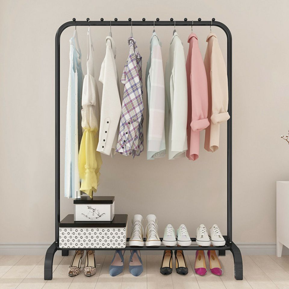 eSynic Heavy Duty Clothes Rail Rack Garment Hanging Display Stand Shoe Storage Shelf US