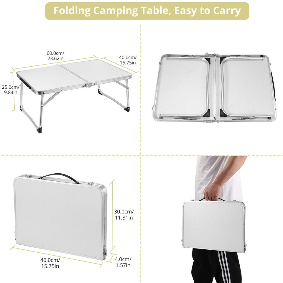 eSynic Outdoor Portable Folding Aluminum Table Camping Picnic Garden Work Laptop Table DE