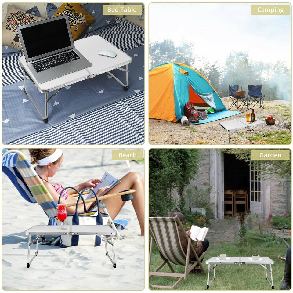 eSynic Outdoor Portable Folding Aluminum Table Camping Picnic Garden Work Laptop Table DE