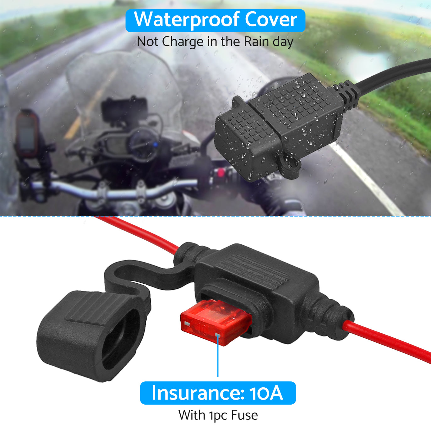 eSynic Professional Waterproof USB Motorcycle Charger