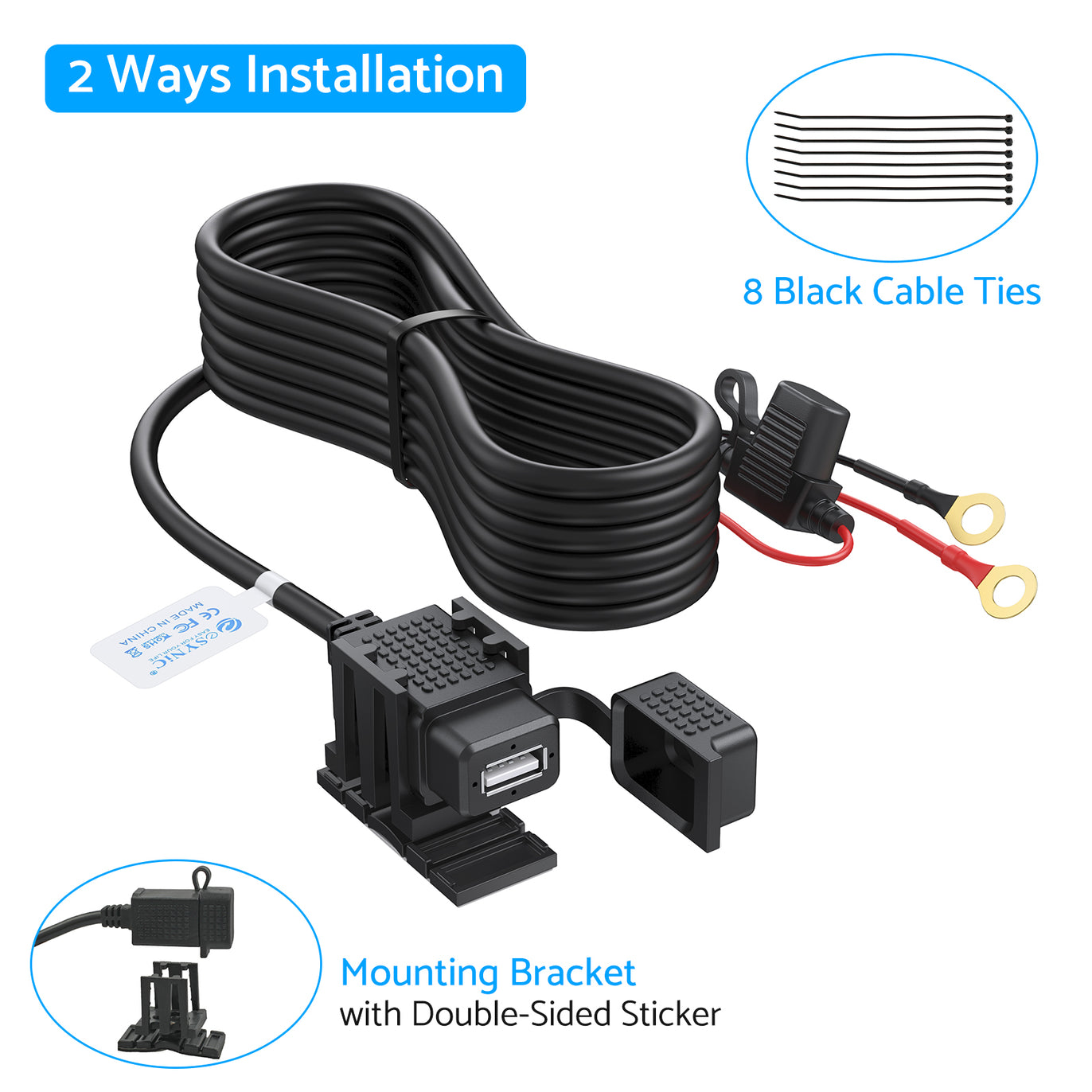 eSynic Professional Waterproof USB Motorcycle Charger