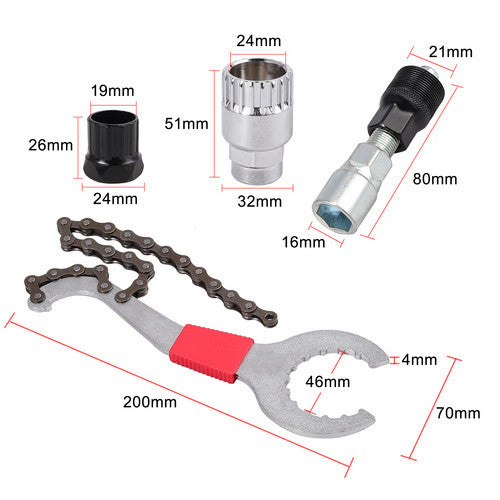 Mountain Bicycle Repair Tool Set Bike Bracket Freewheel Crank Remover Puller Kit