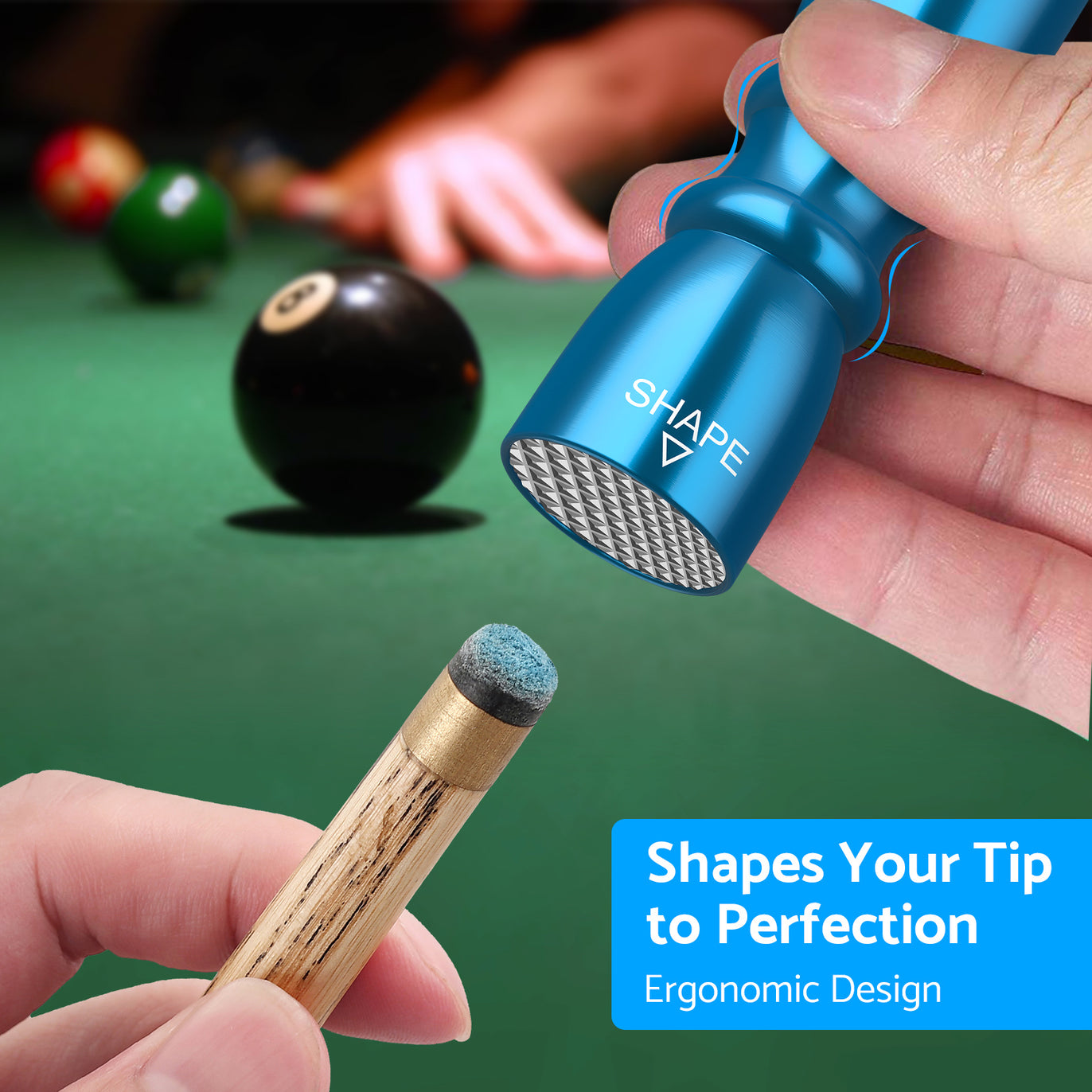 eSynic Popular Snooker Accessories Billiard Snooker Pool Cue Tip Shaper -Blue